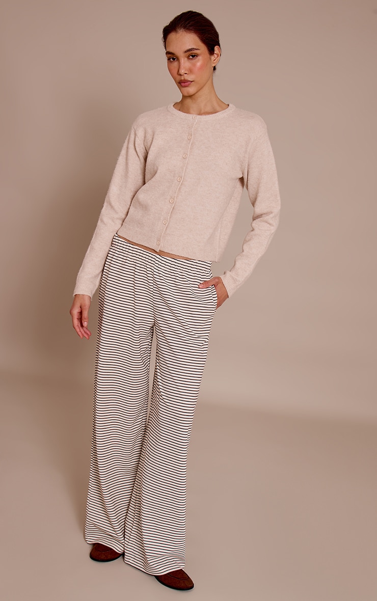 Pantalon large en coton épais chocolat à rayures image 1