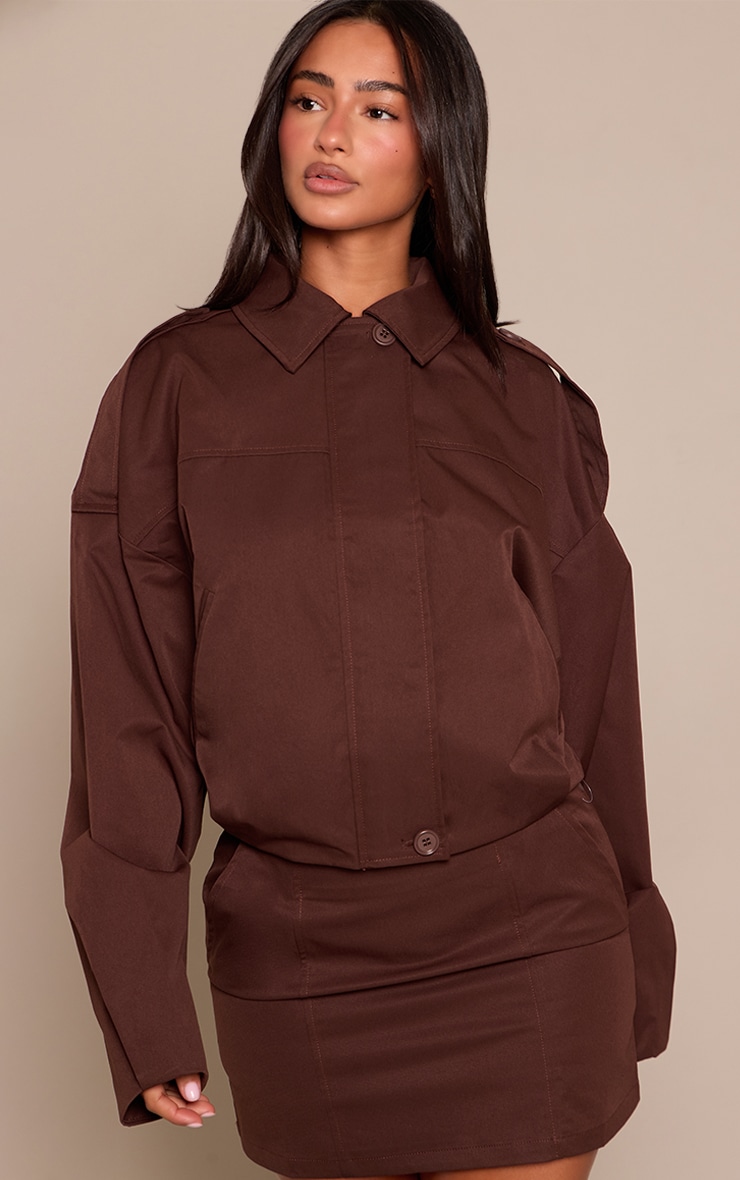 Petite Chocolate Seam Detail Tailored Mini Skirt image 4