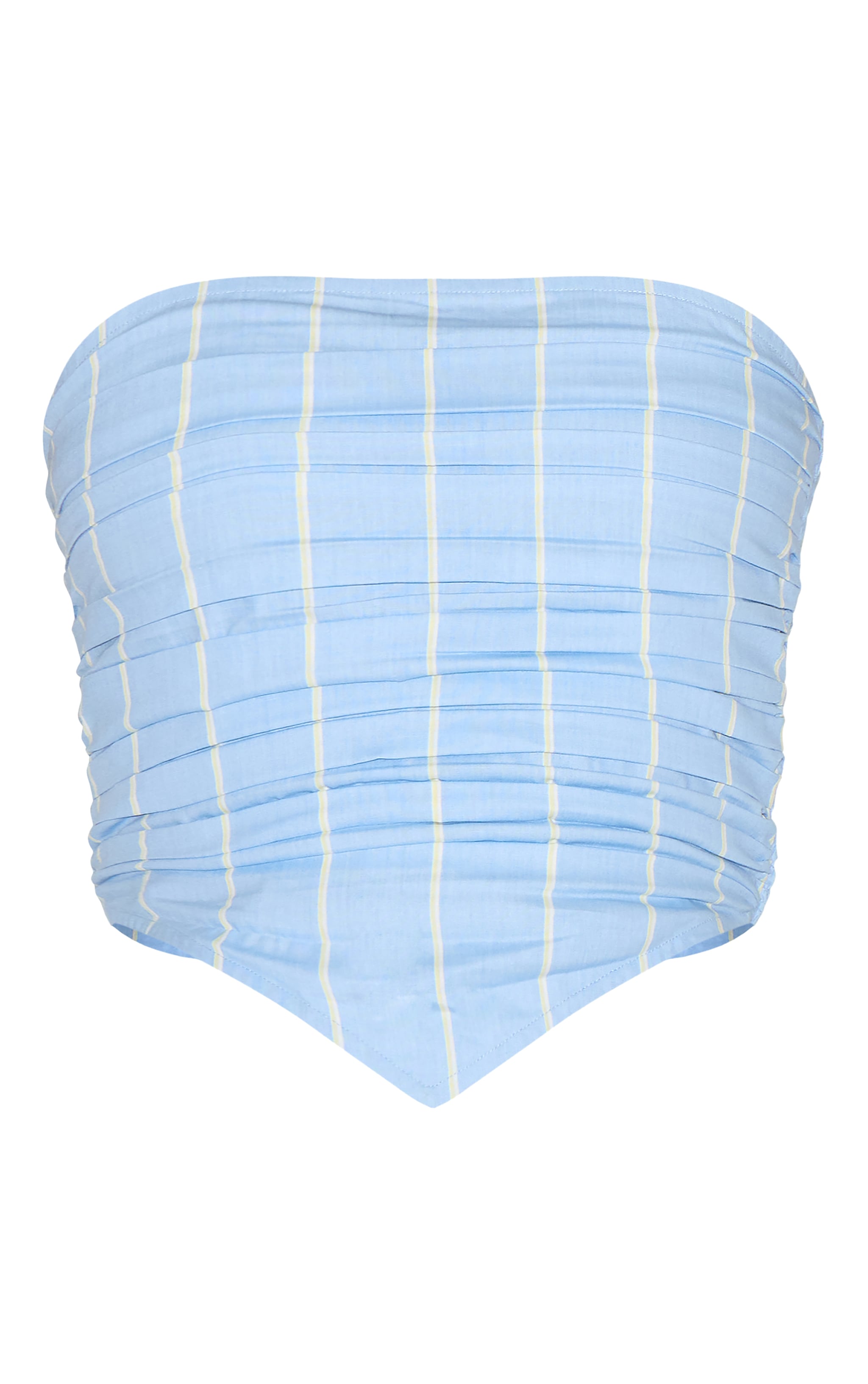 Top bustier en popeline de coton bleue froncée devant image 5