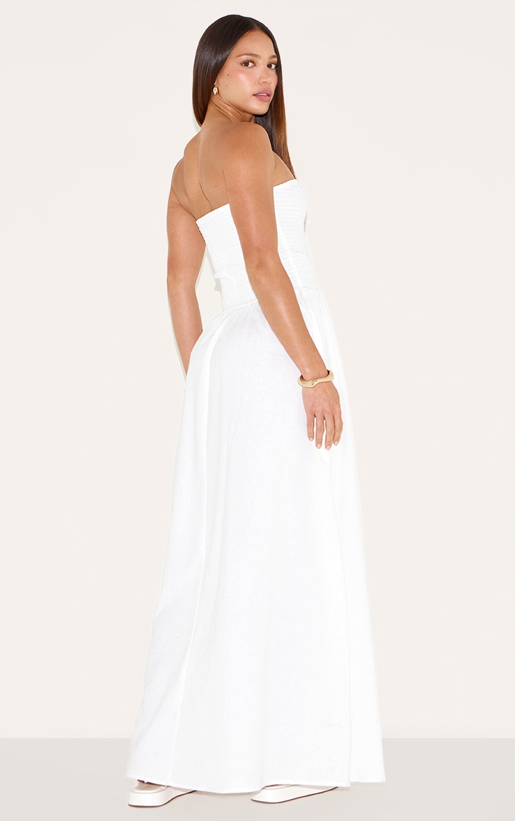 Tall Robe bustier longue blanche à détail froncé image 2