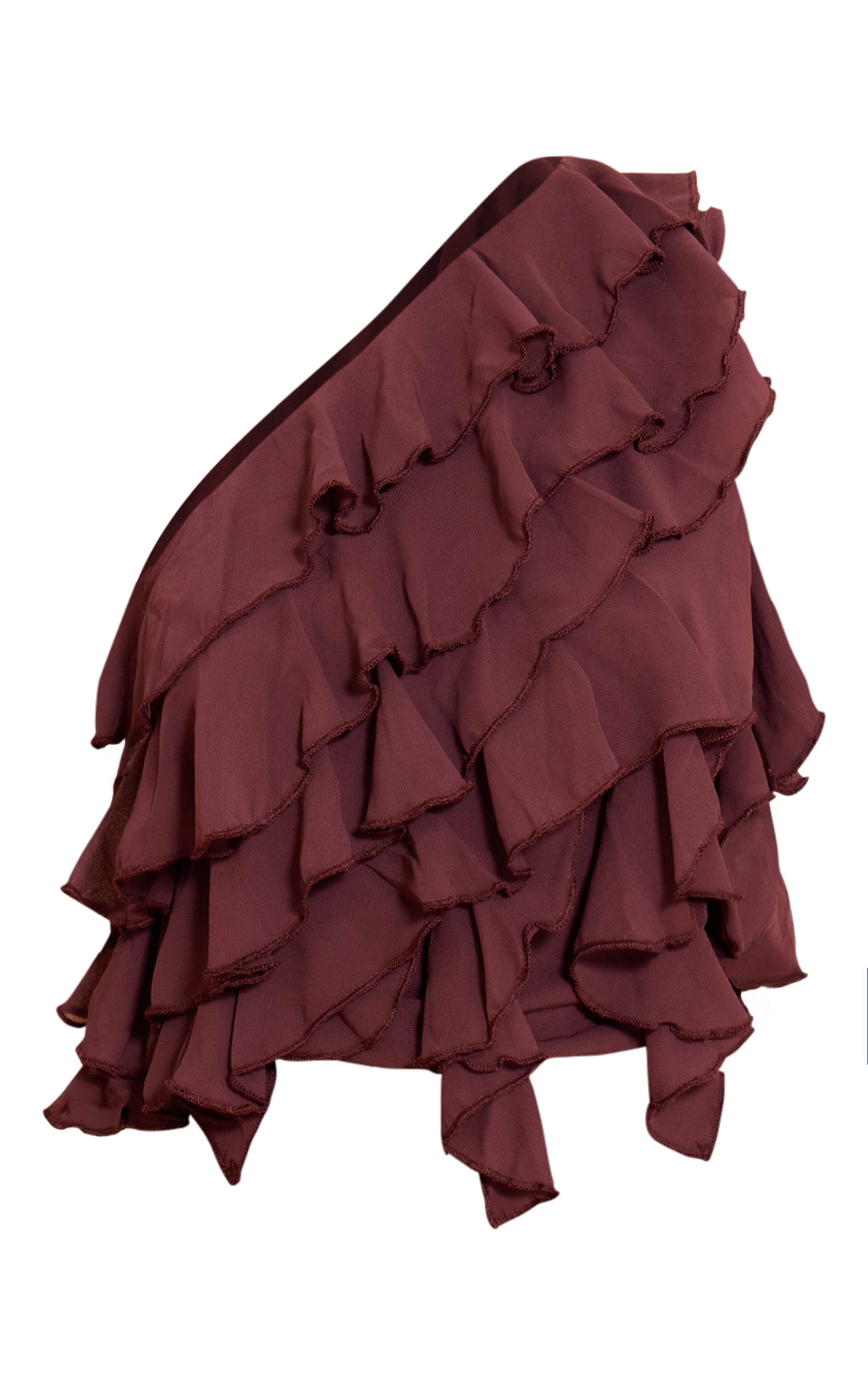 Plum Chiffon Frill One Shoulder Top image 5