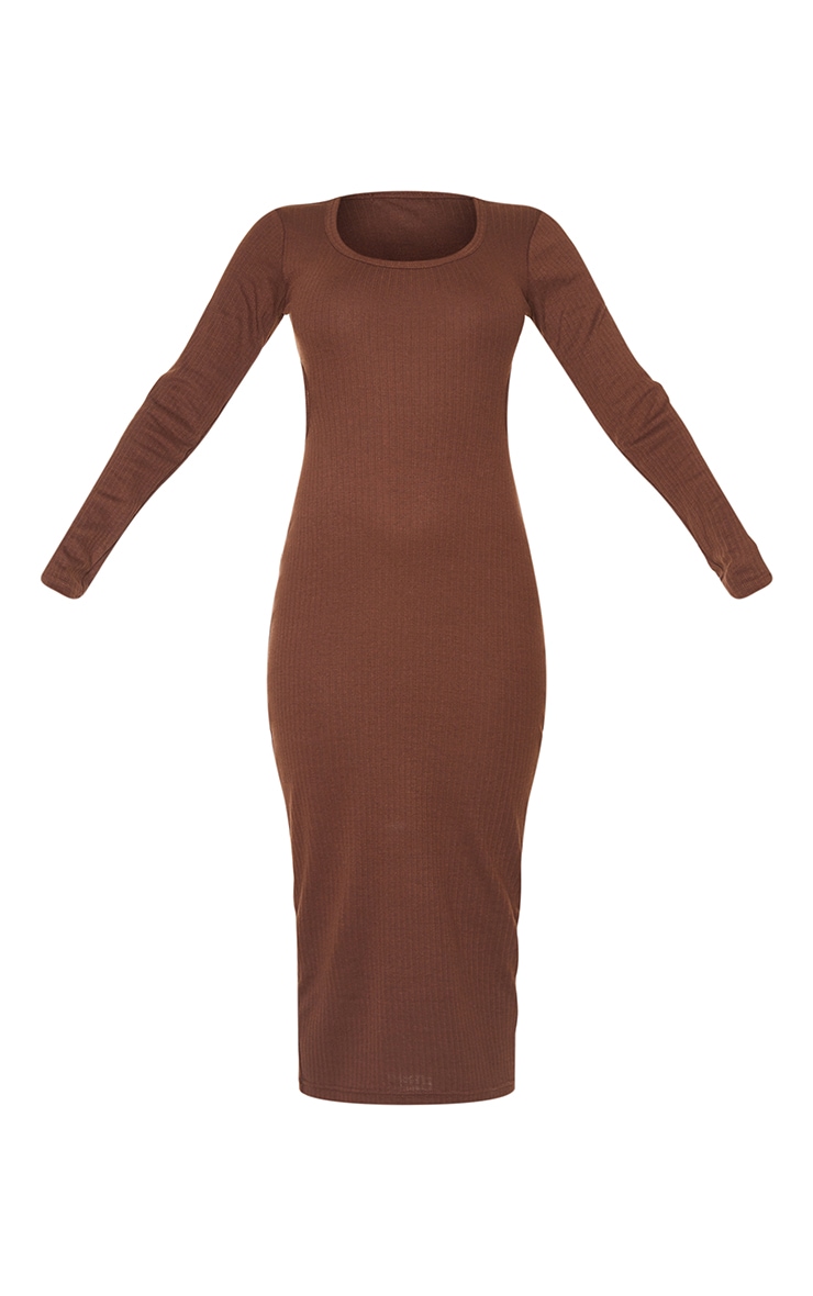 Robe longue côtelée chocolat à lanière au dos image 5