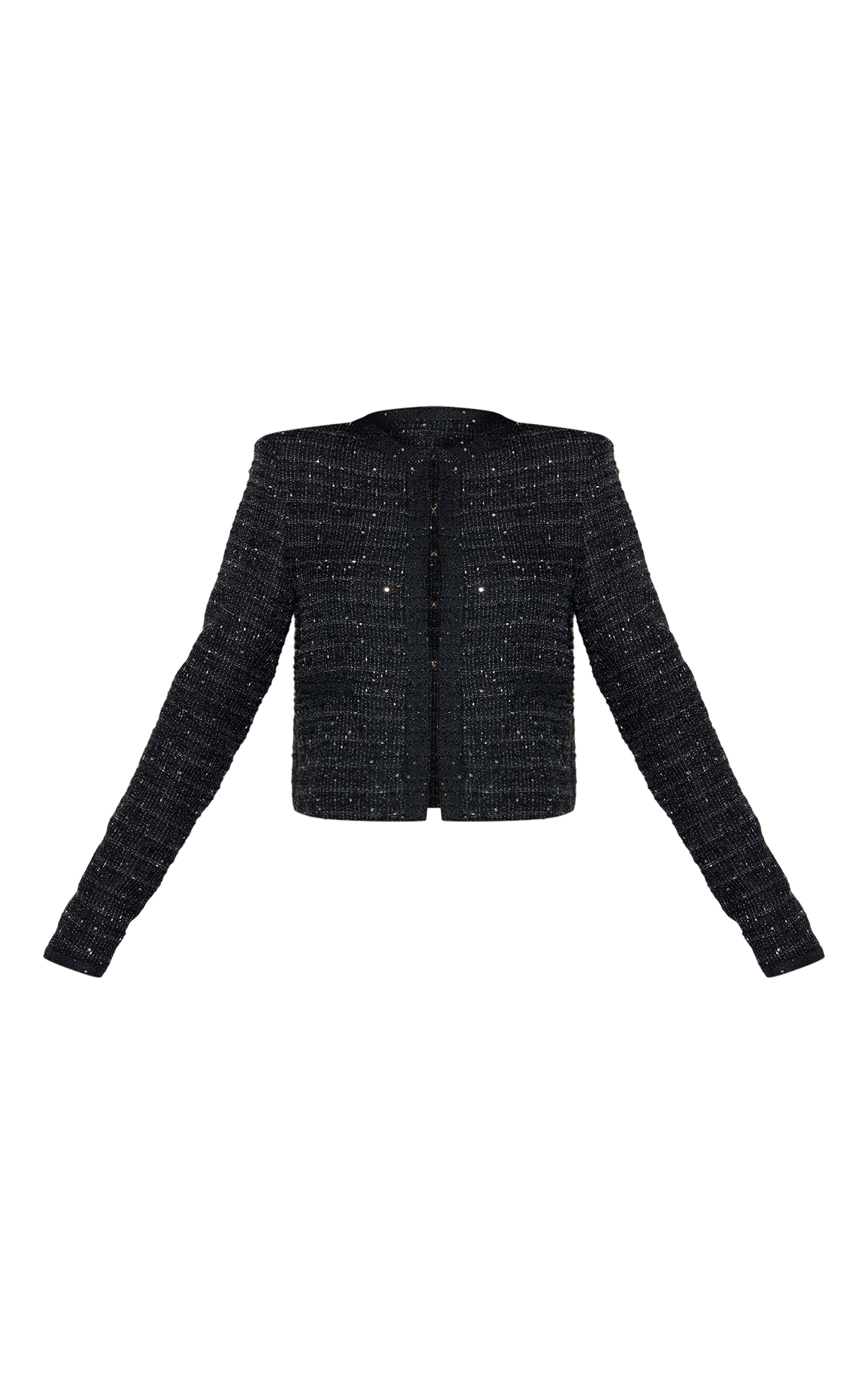 Black Sequin Boucle Jacket image 5