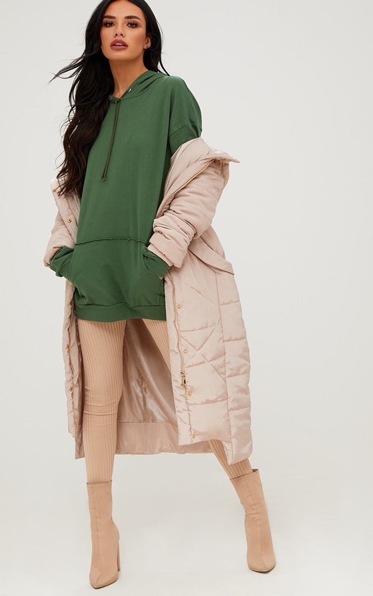Khaki Oversized Hoodie. Tops PrettyLittleThing