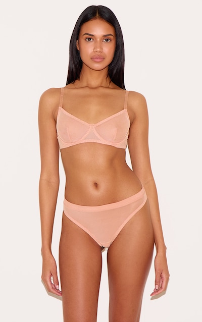 Slip-culotte en mesh nude