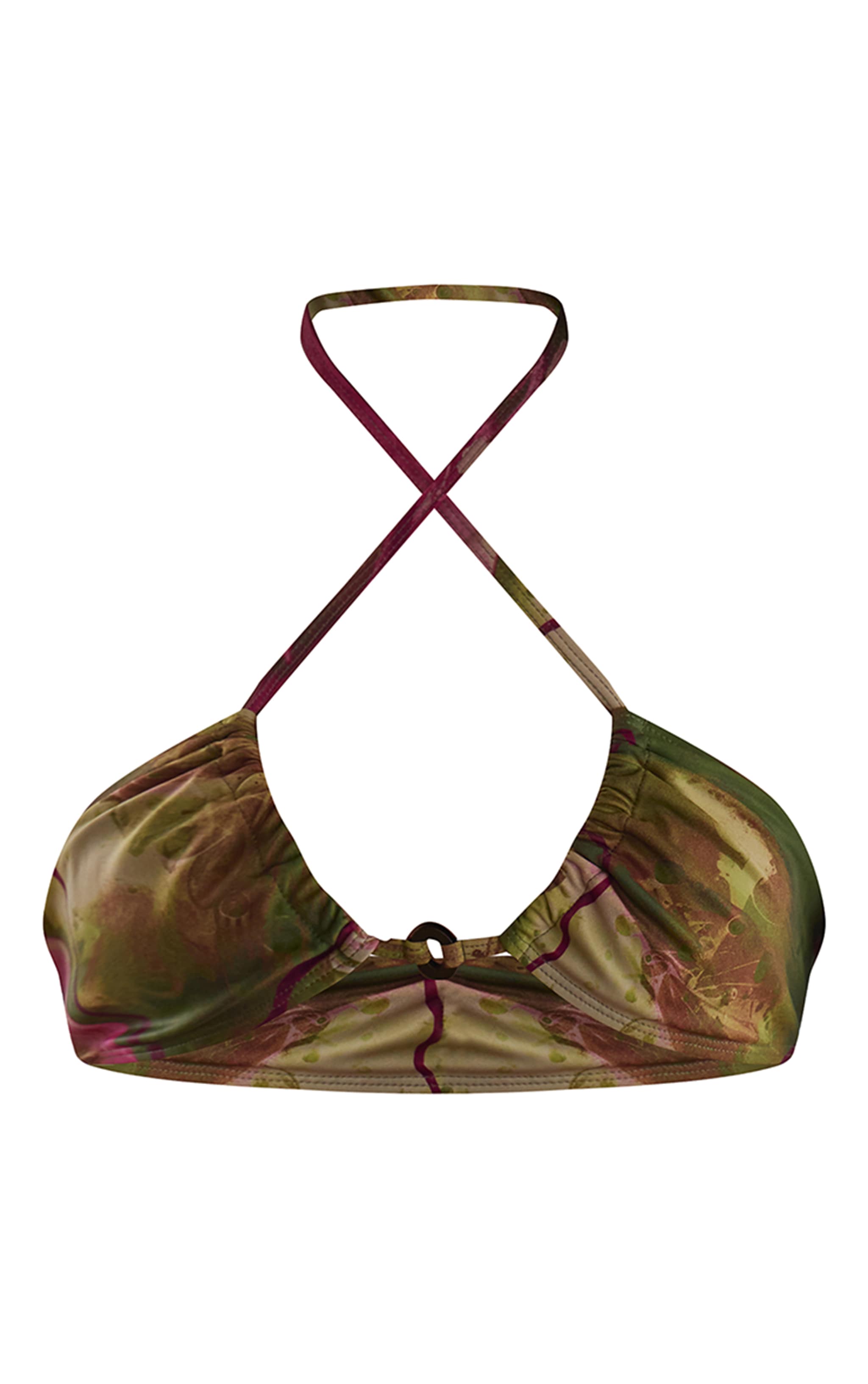 Olive Orchid Print Triangle Bikini Top image 5