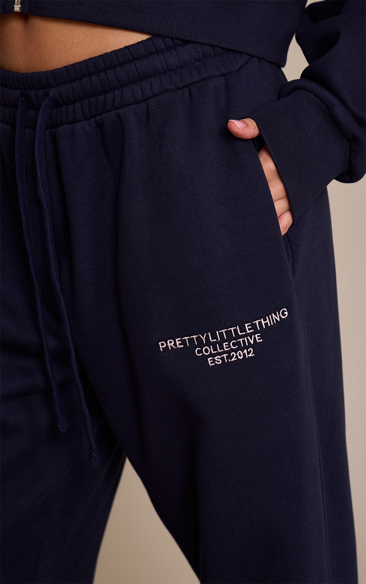 PRETTYLITTLETHING Navy Print Wide Leg Joggers image 4