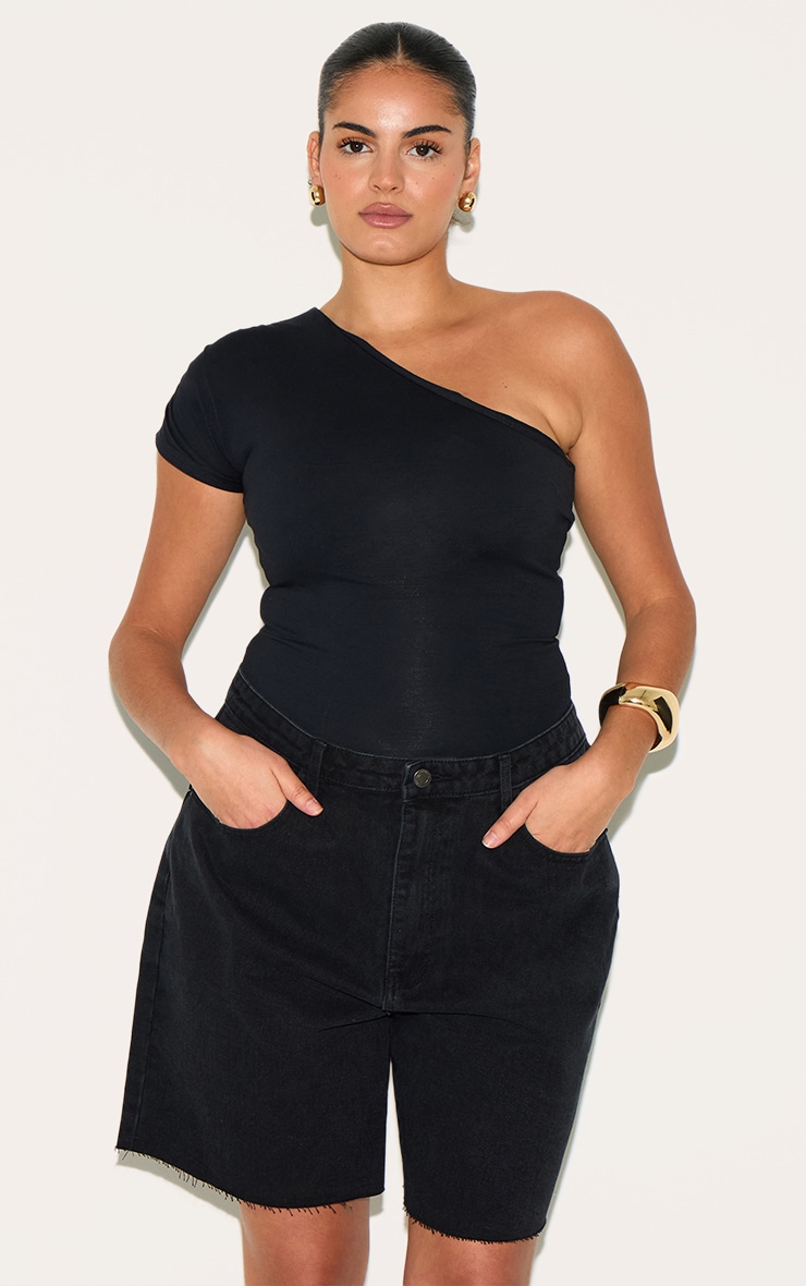 Plus Washed Black Boyfriend Denim Short image 4
