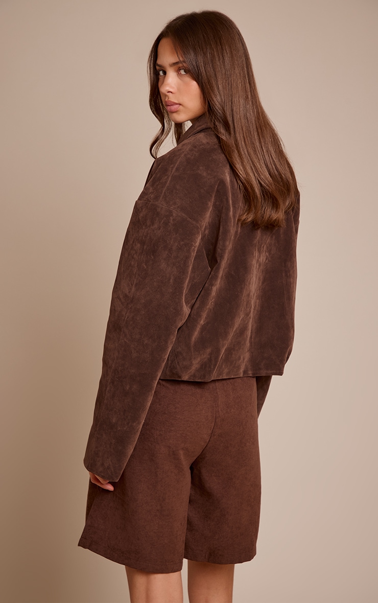 Chocolate Peachskin Longline Shorts image 3