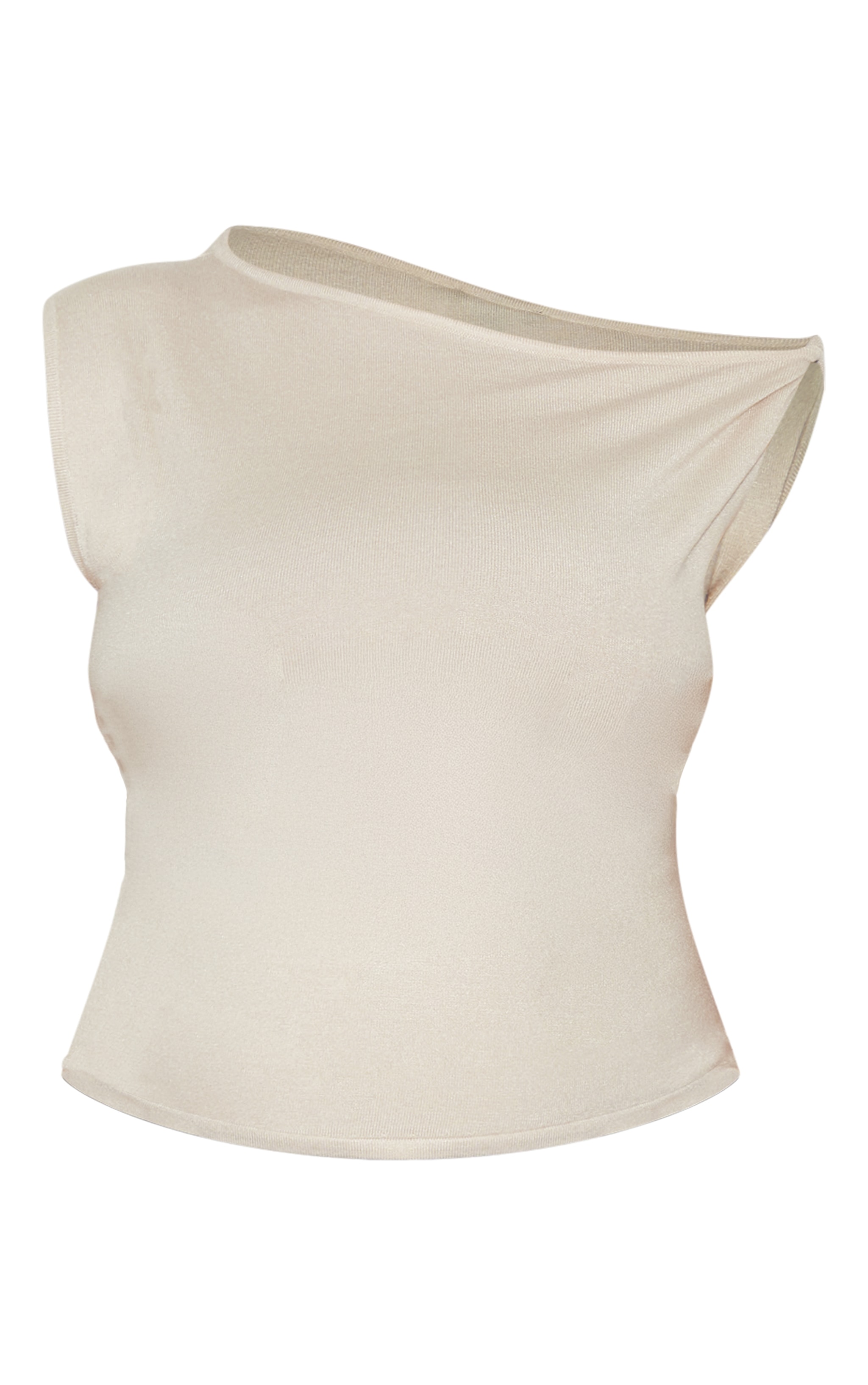 Plus Oatmeal Basic Knit Asymmetric Twist Sleeve Vest Top image 5
