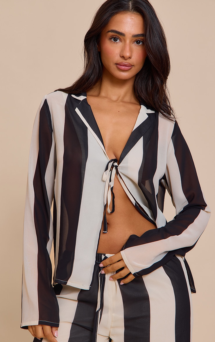 Petite Stripe Tie Front Shirt image 4
