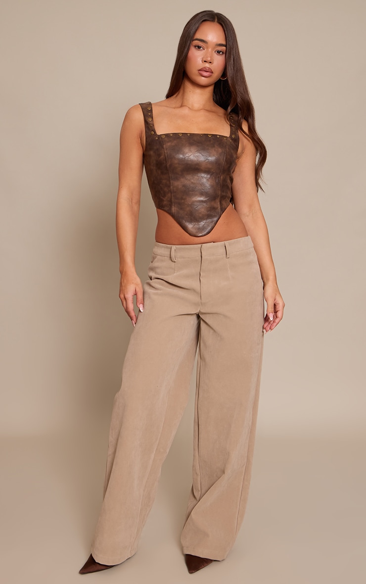 Brown Faux Leather Studded Corset image 3