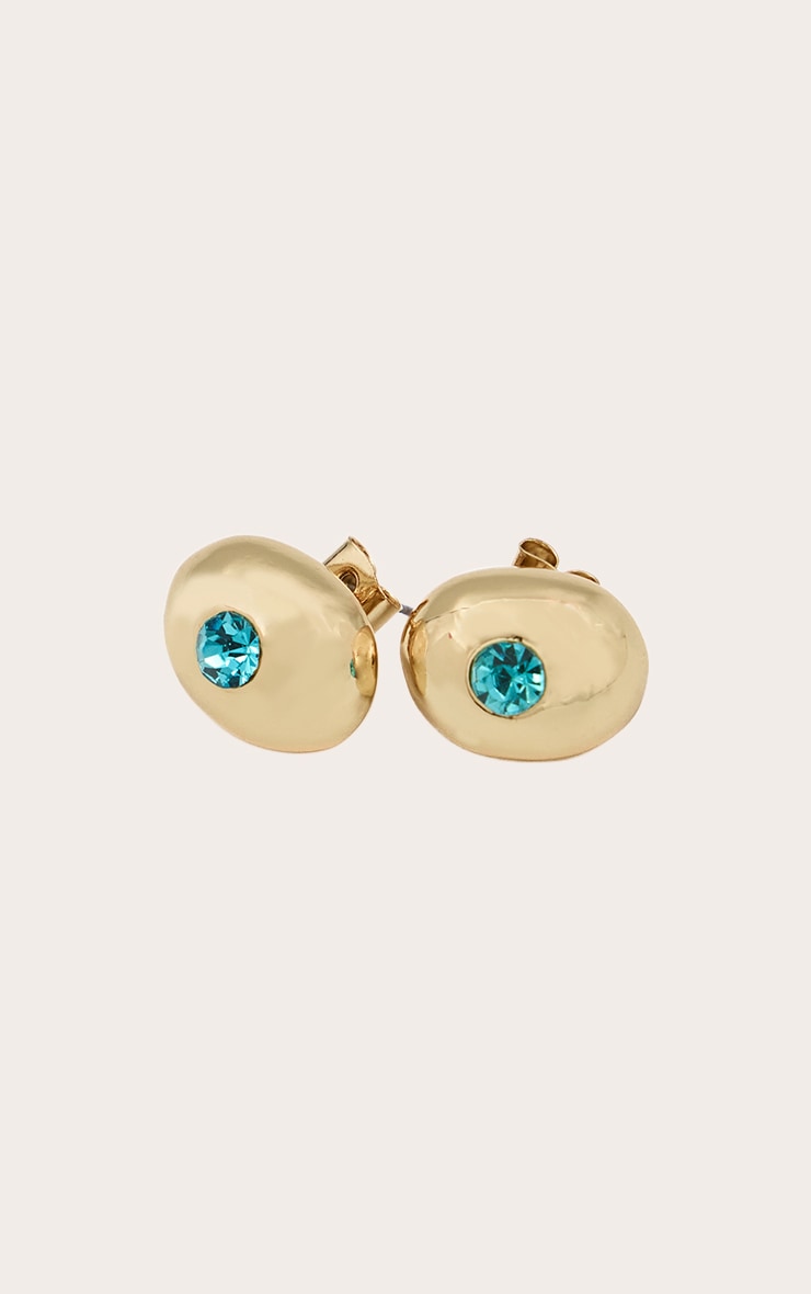 Gold Plated Turquoise Stone Earrings image 3