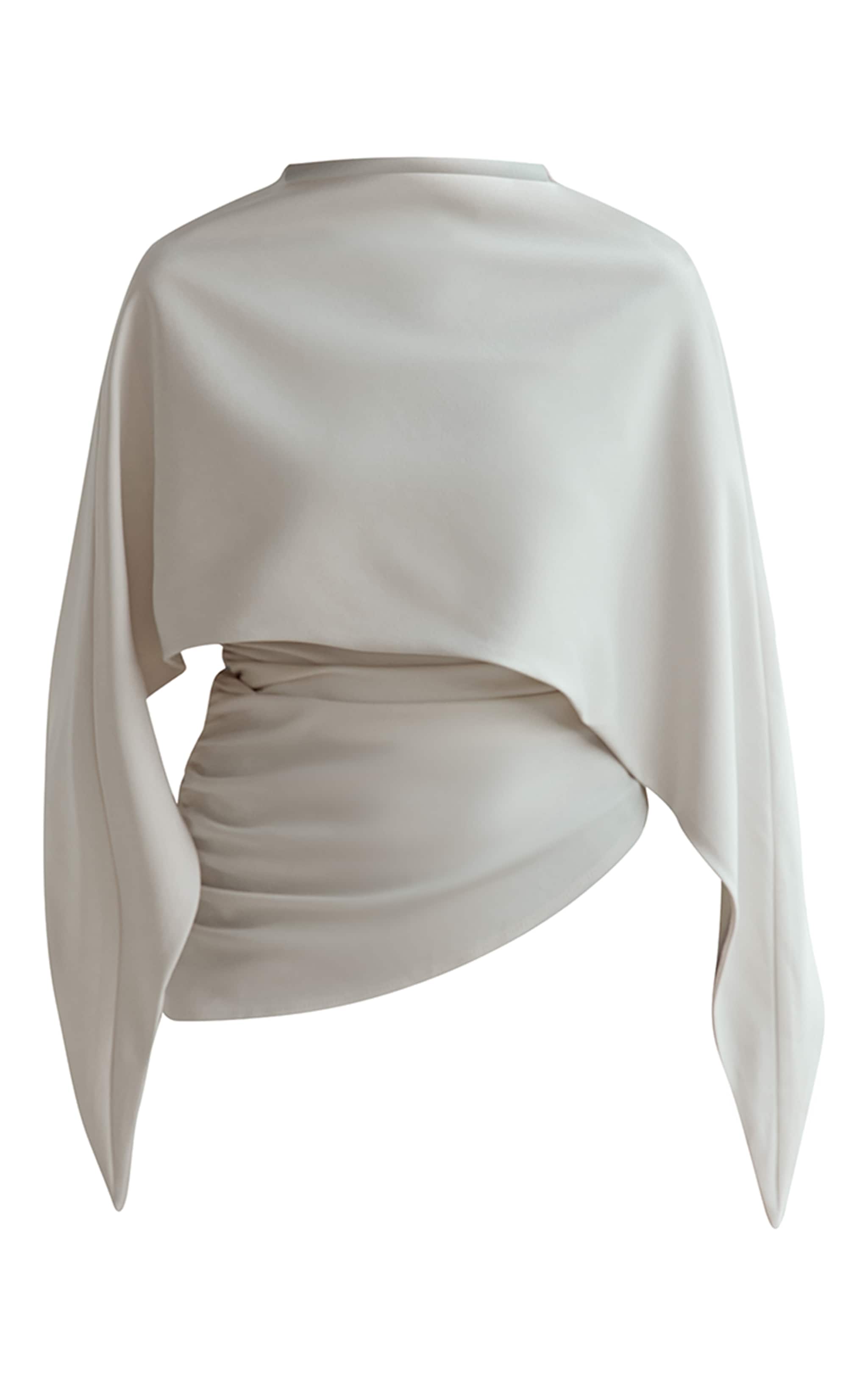 Ecru Woven Cape Detail Ruched Long Top image 5
