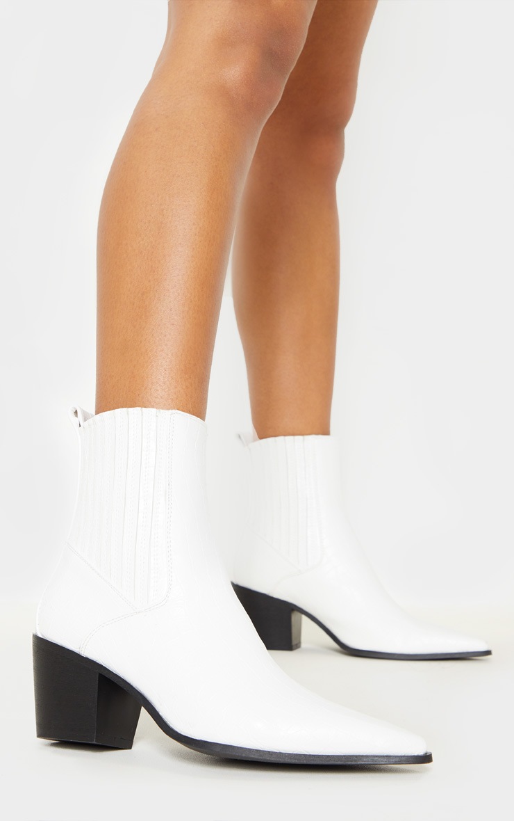 White Chelsea Western Ankle Boot