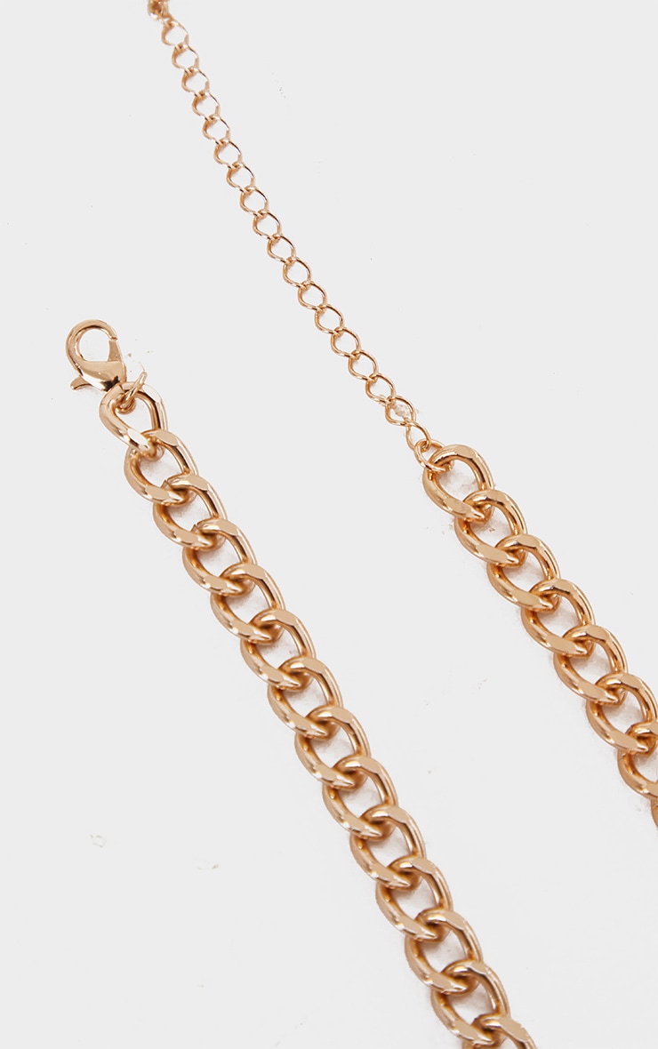 Gold Padlock Chunky Chain Layering Necklace PrettyLittleThing