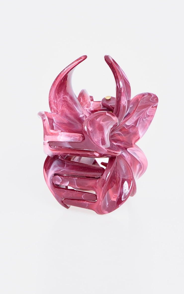 Burgundy Marble Flower Hair Claw image 3