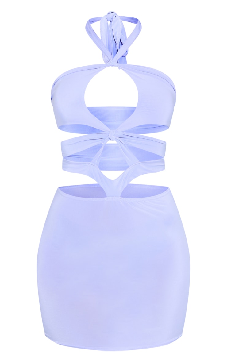 Lilac Slinky Extreme Cut Out Halterneck Bodycon Dress image 4