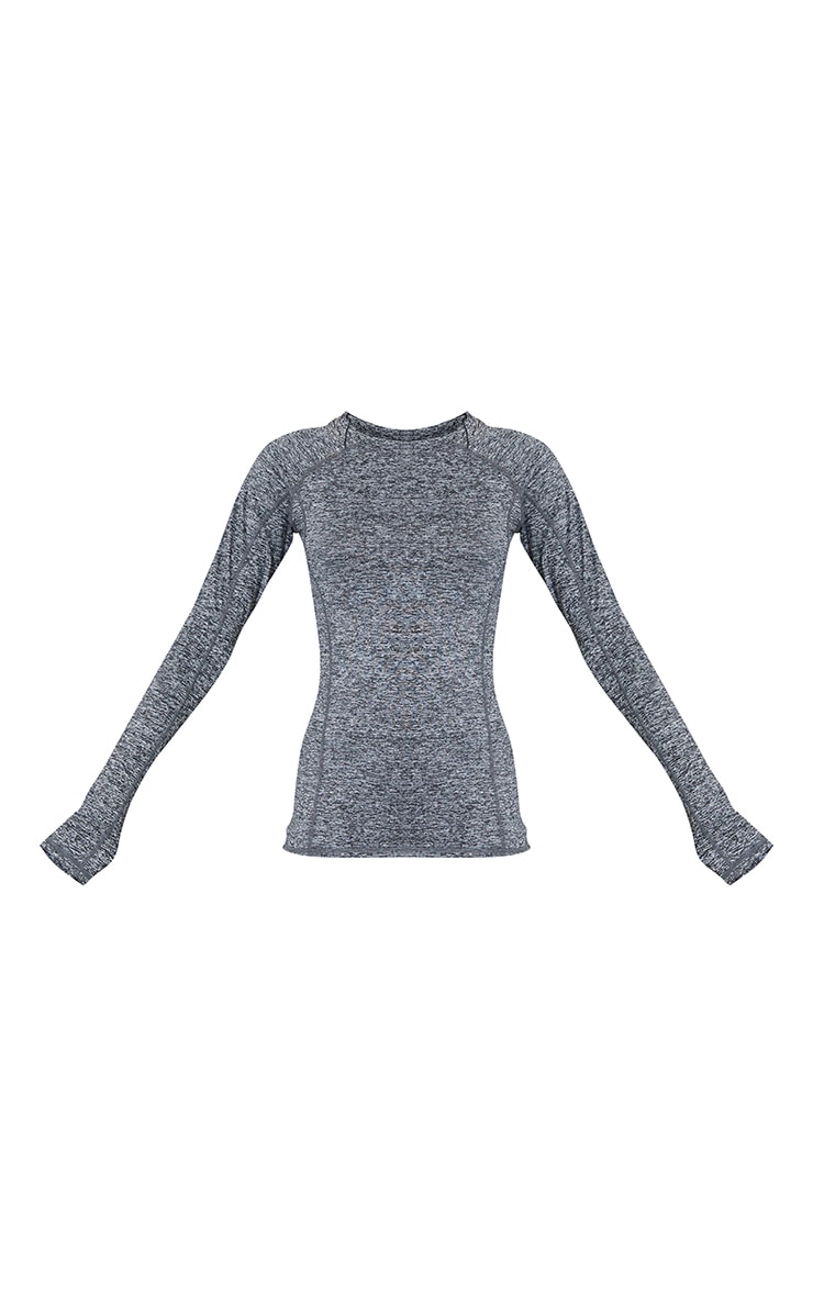 Grey Marl Long Sleeve Gym Top image 5