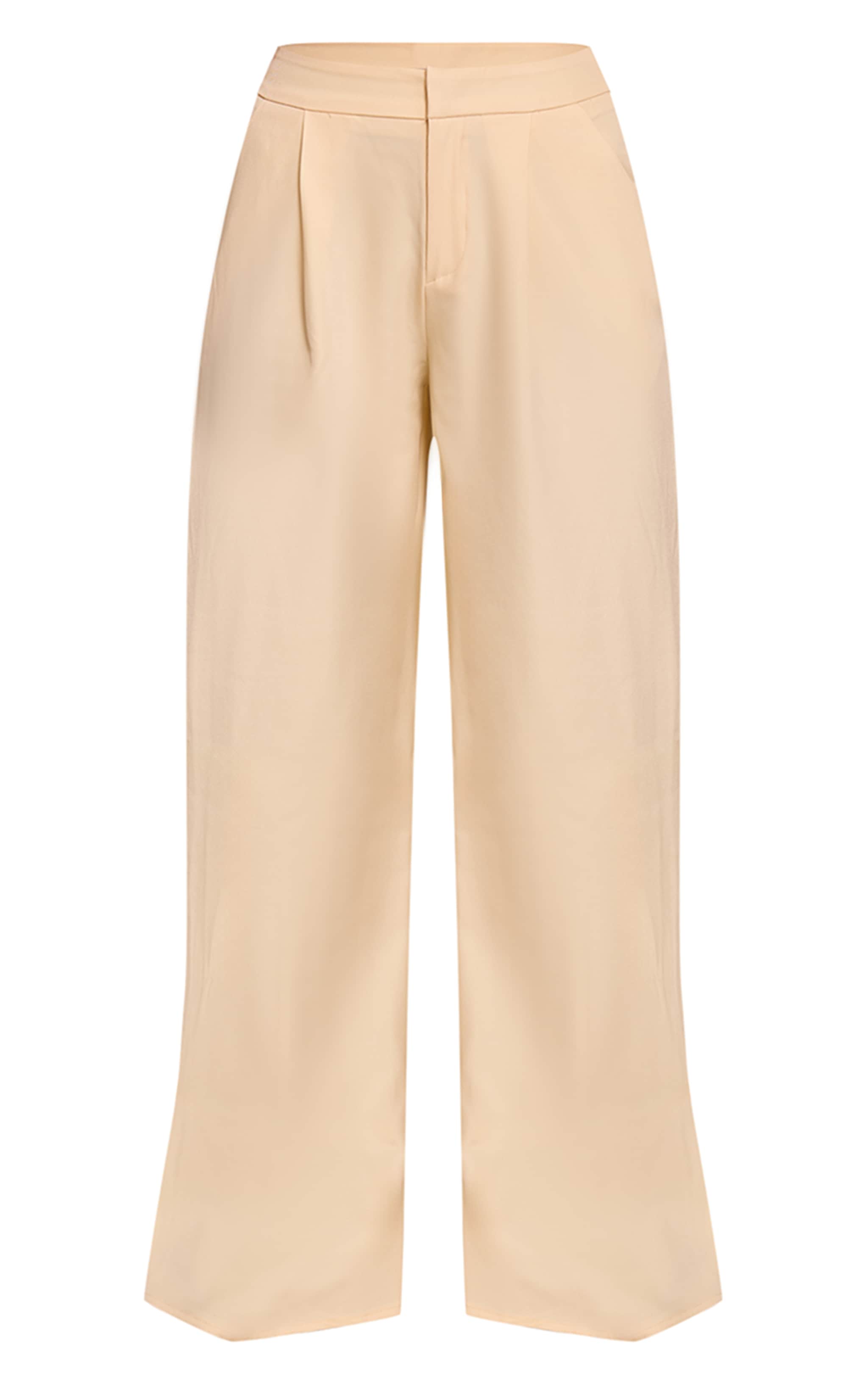  Butter Cream Premium Woven Tailored Wide Leg Pleated Front Pants image 5