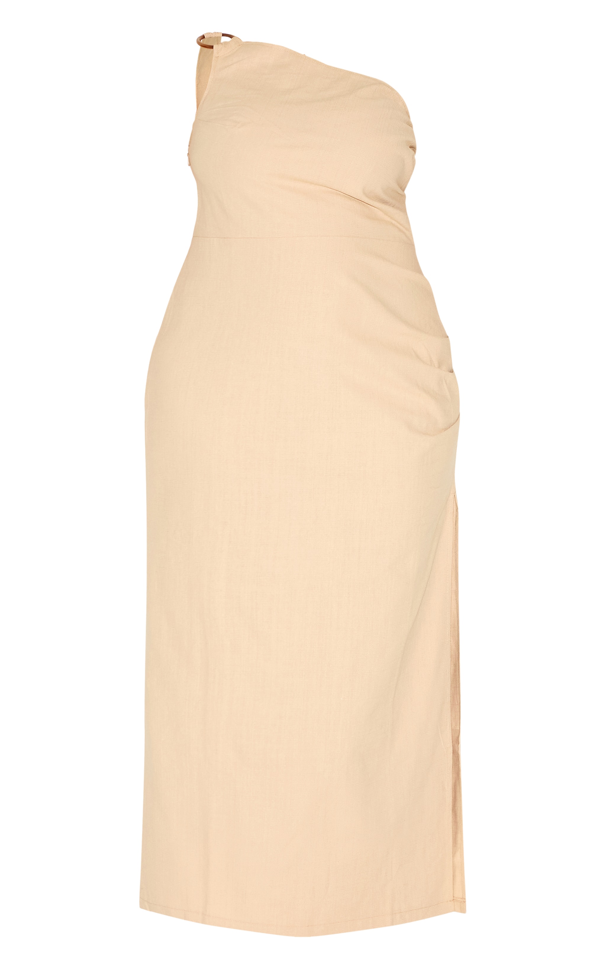 Plus Stone Linen Asymmetric Neckline Maxi Dress image 5