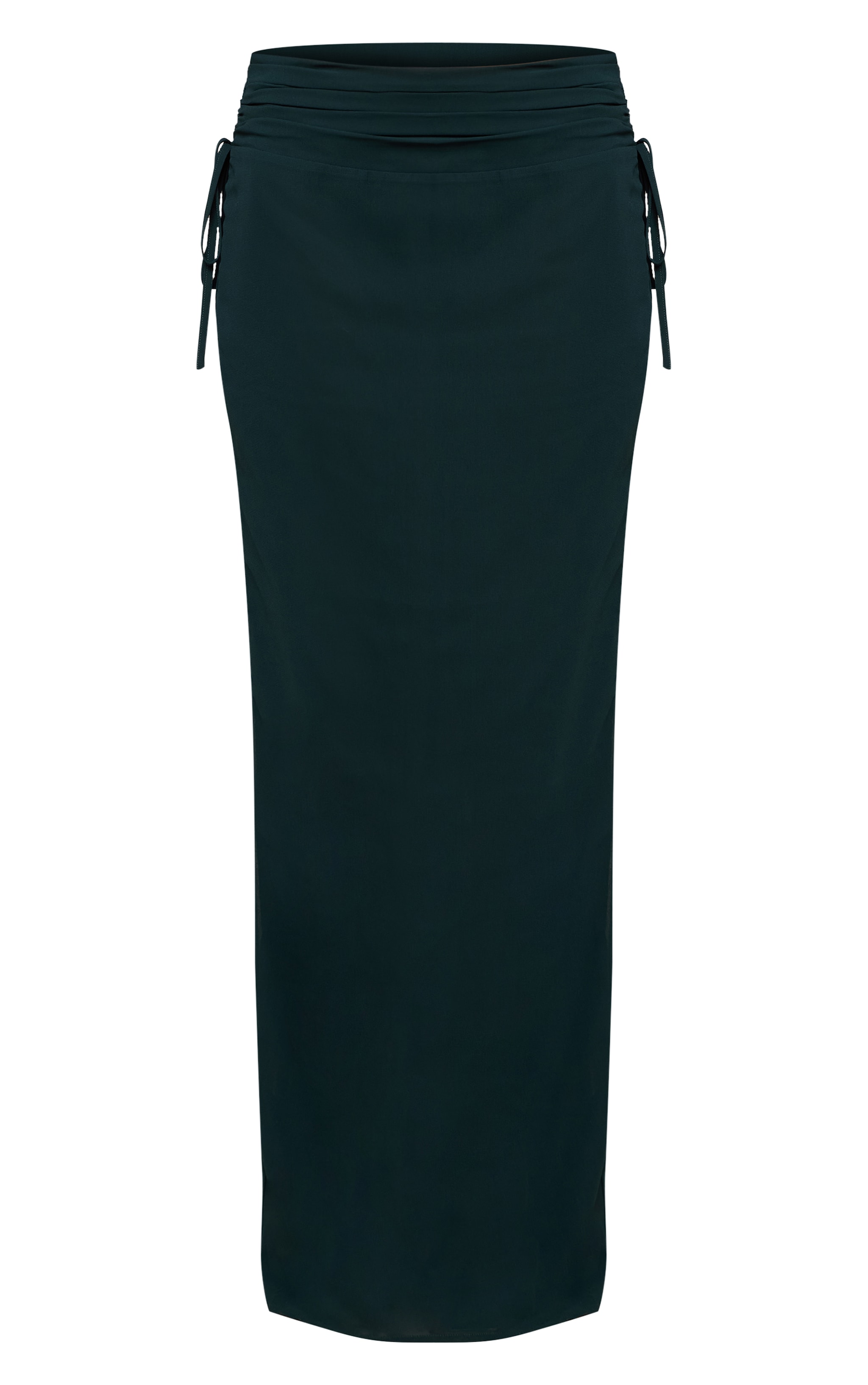 Emerald Green Ruched Chiffon Maxi Skirt image 5