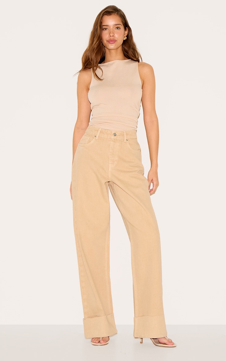 Taupe Turn Up Hem Jeans image 2
