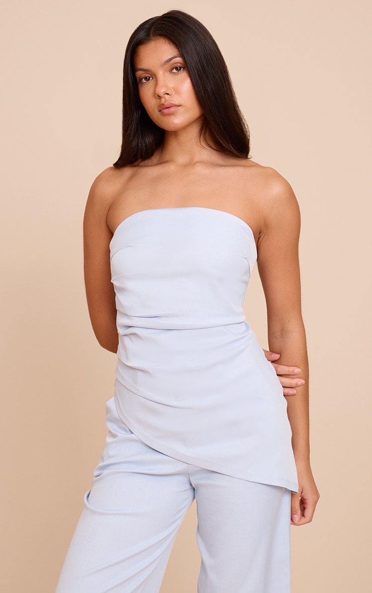 Powder Blue Tailored Woven Bandeau Top image 1