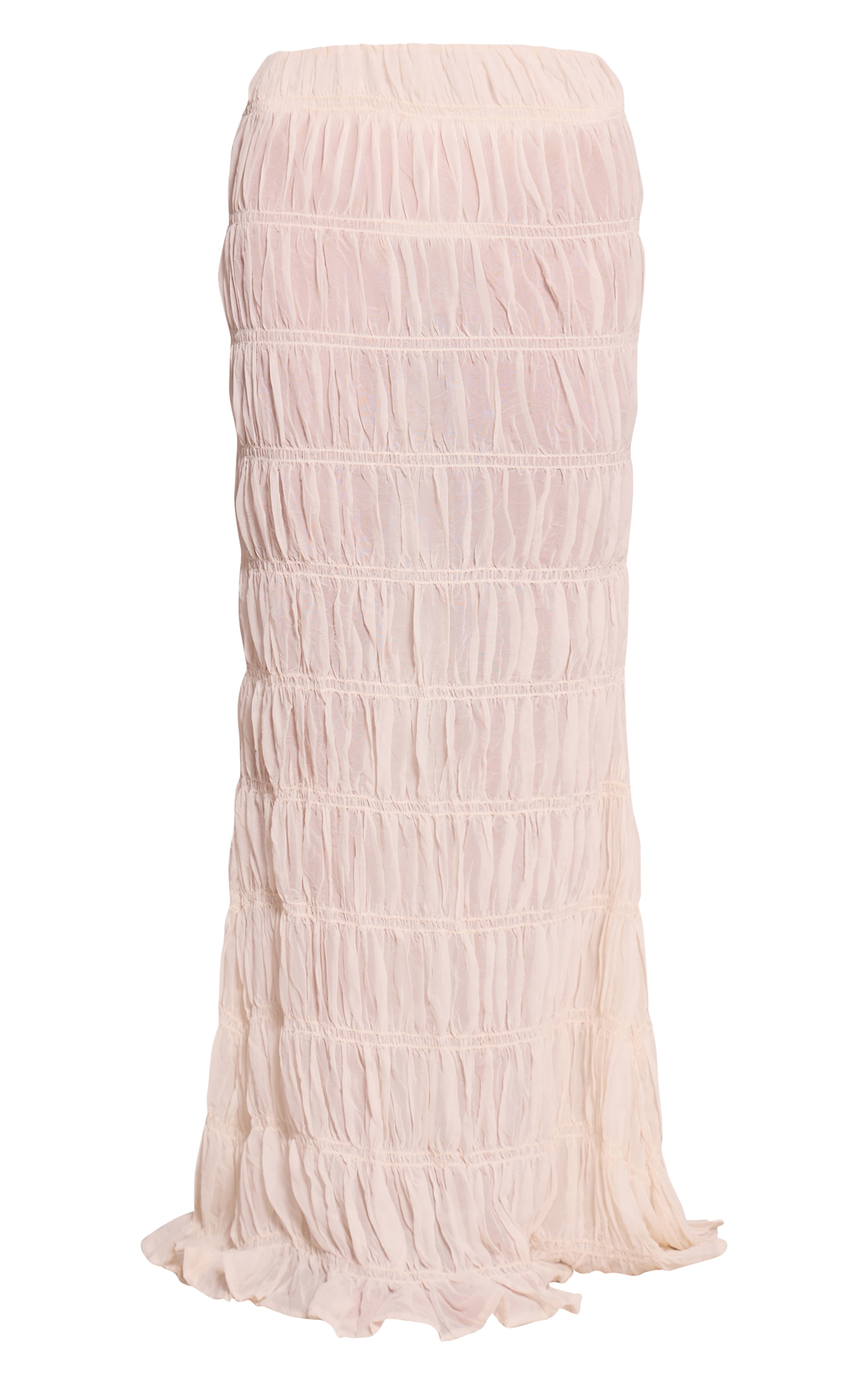 Jupe longue crème transparente à ceinture et étages image 5