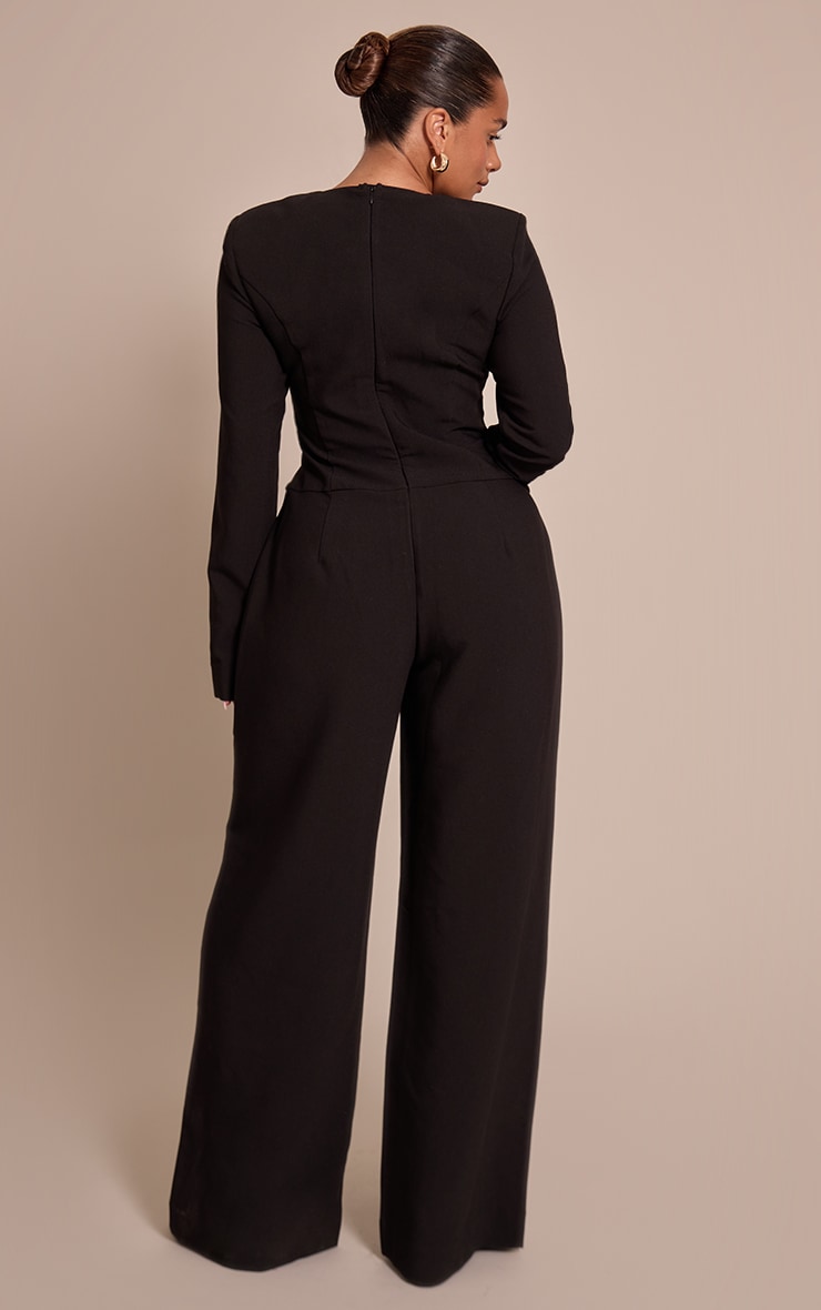 Shape Black Tailored Hammerd Button Wide Leg Jumpsuit image 2
