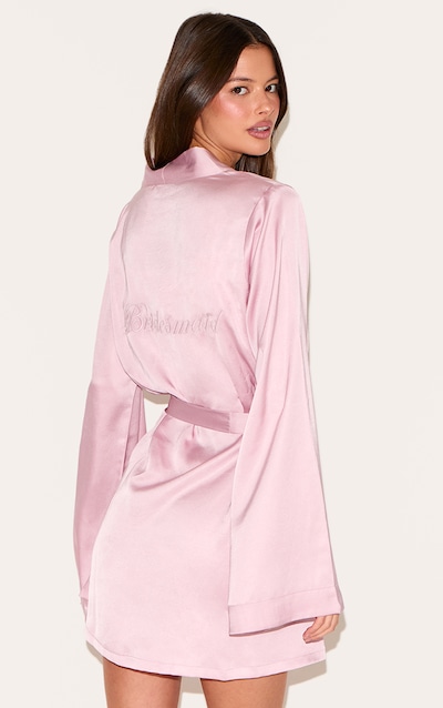 Dusty Pink Bridesmaid Satin Embroidered Robe
