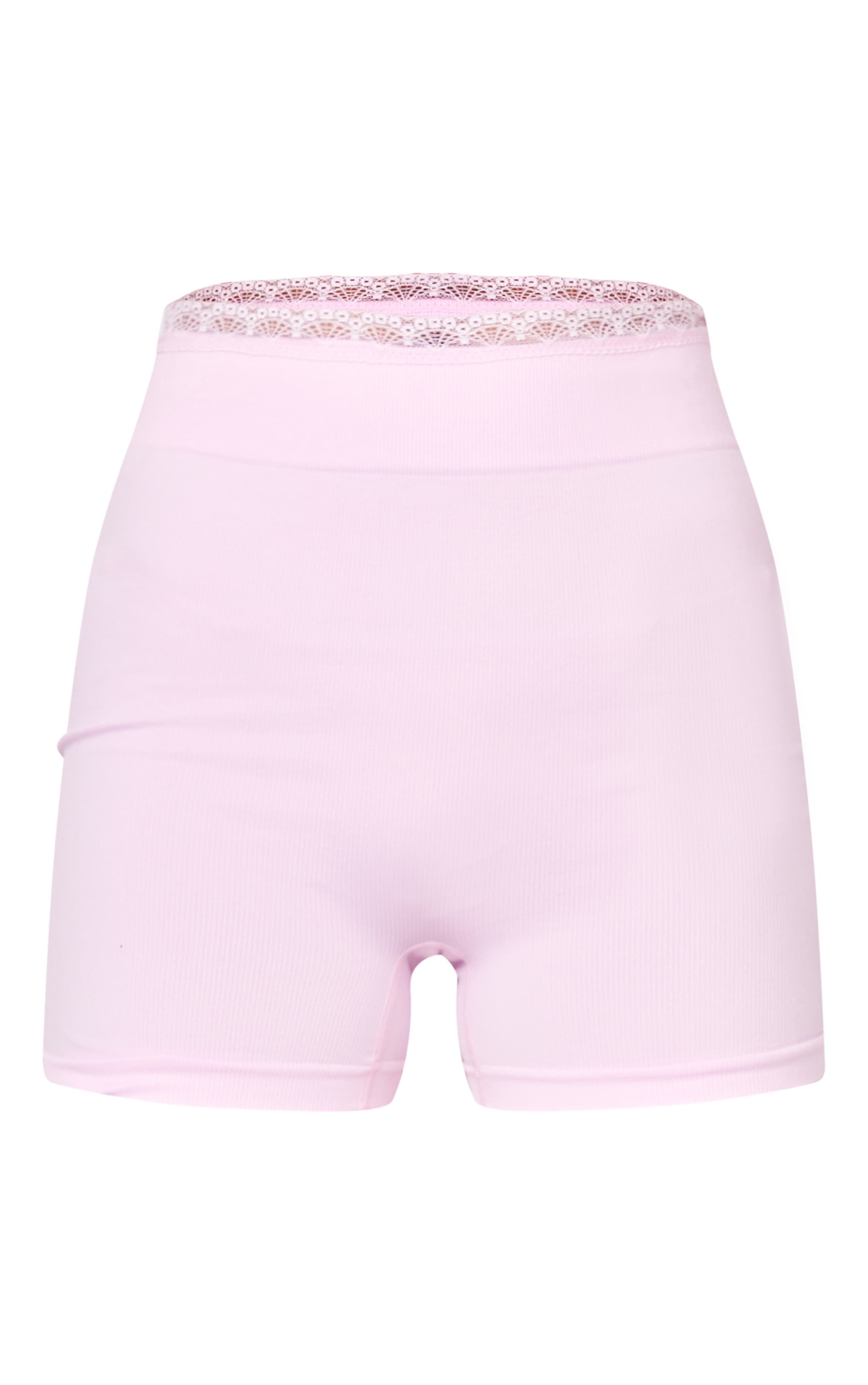 Pink Seamless Lace Trim Contour Hot Pants image 6