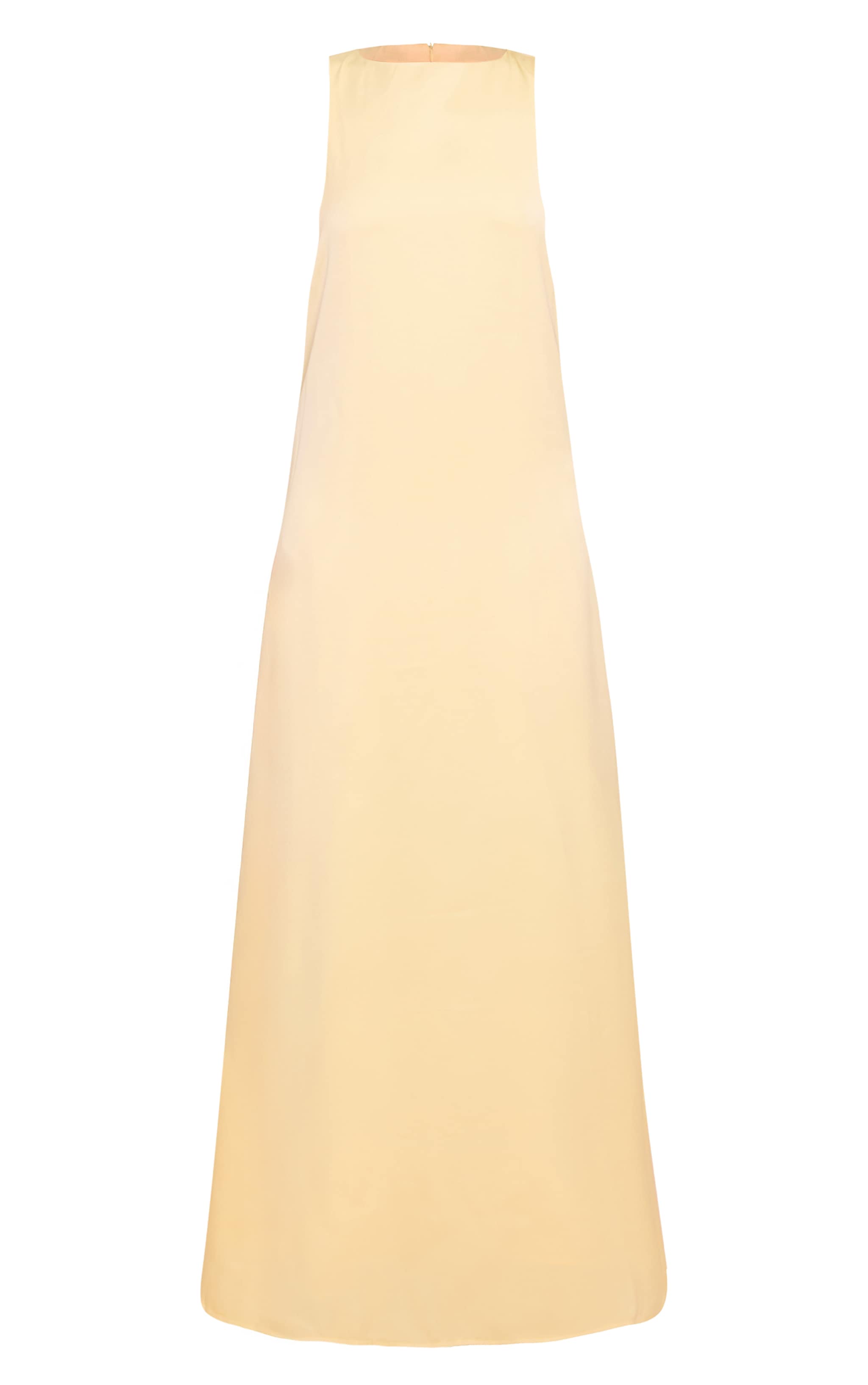  Lemon Satin Boat Neck Sleeveless Maxi Dress image 5