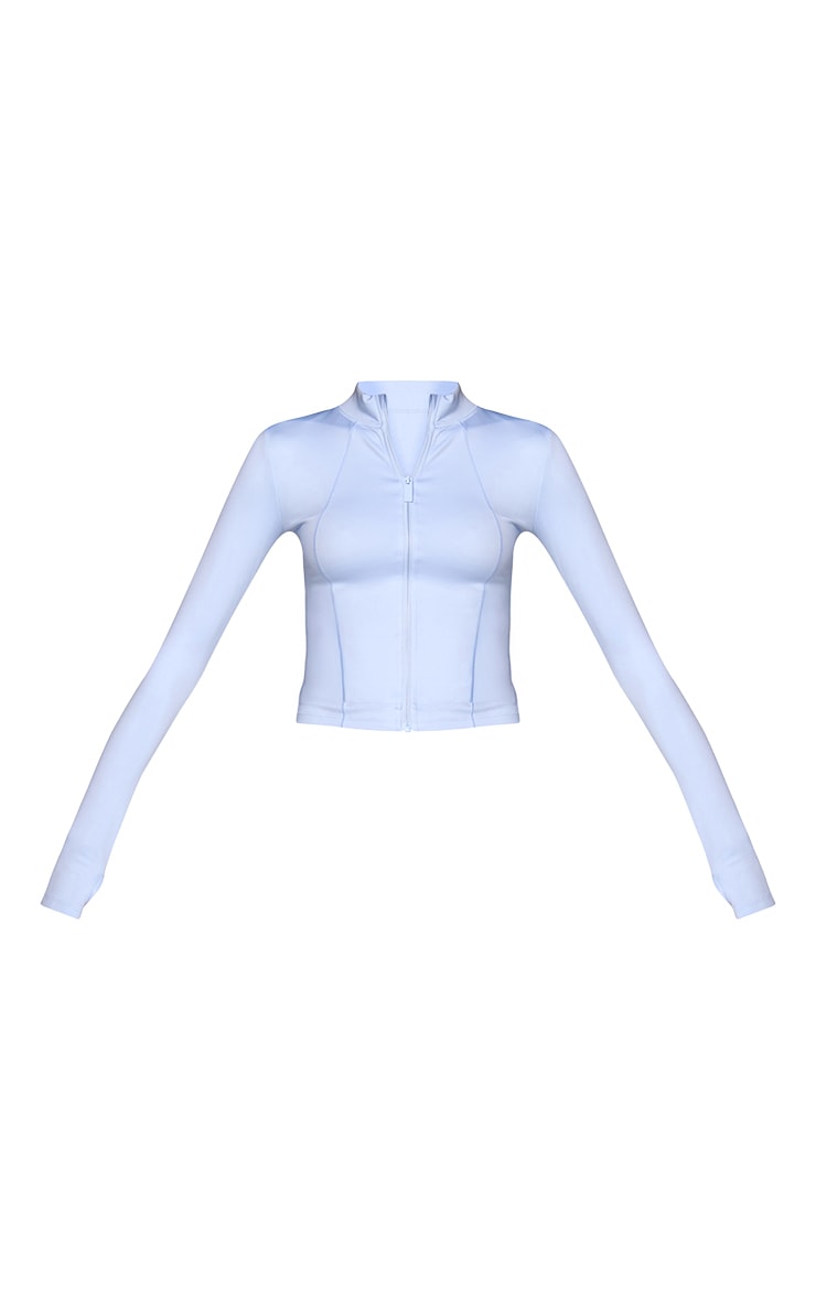 Powder Blue Ultimate Sculpt Seam Detail Zip Up Jacket image 6