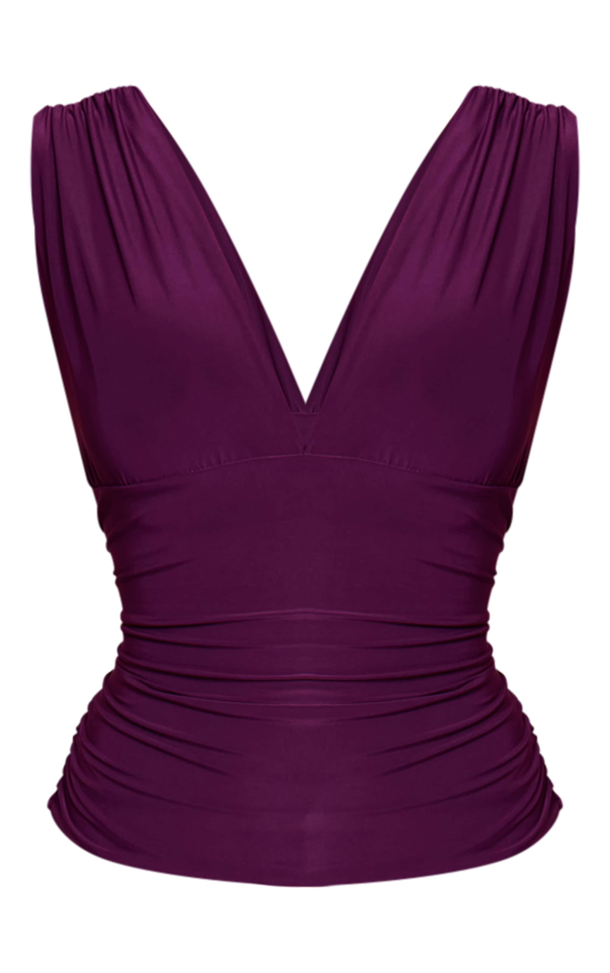 Plum Slinky Plunge Sleeveless Top image 5