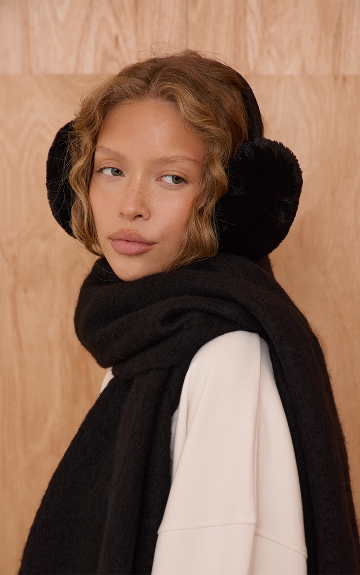 Black Soft Faux Fur Ear Muffs
