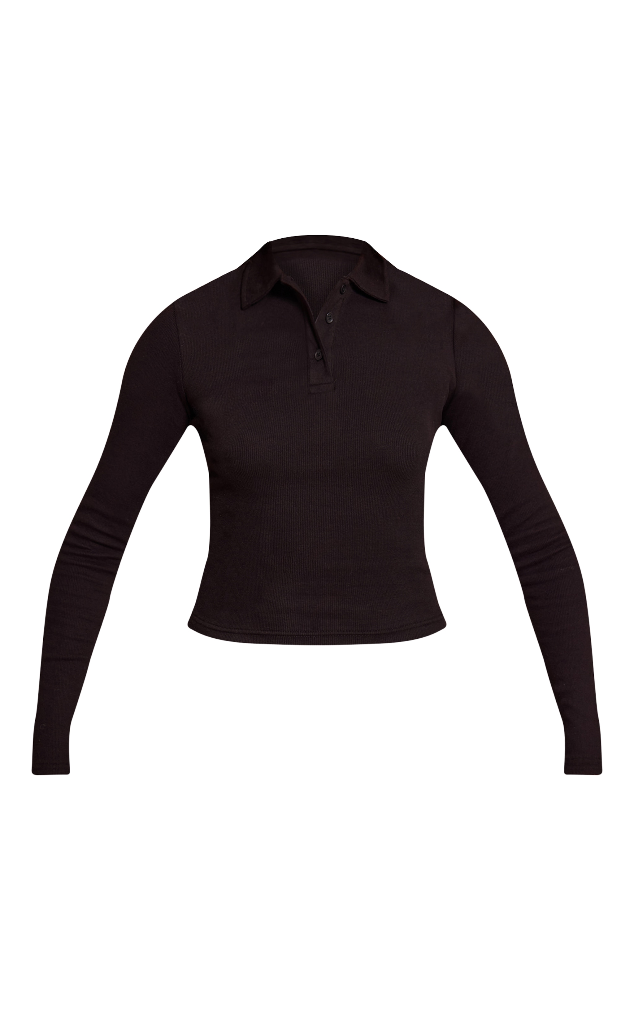 Tall Black Collared Long Sleeve Rib Top image 5
