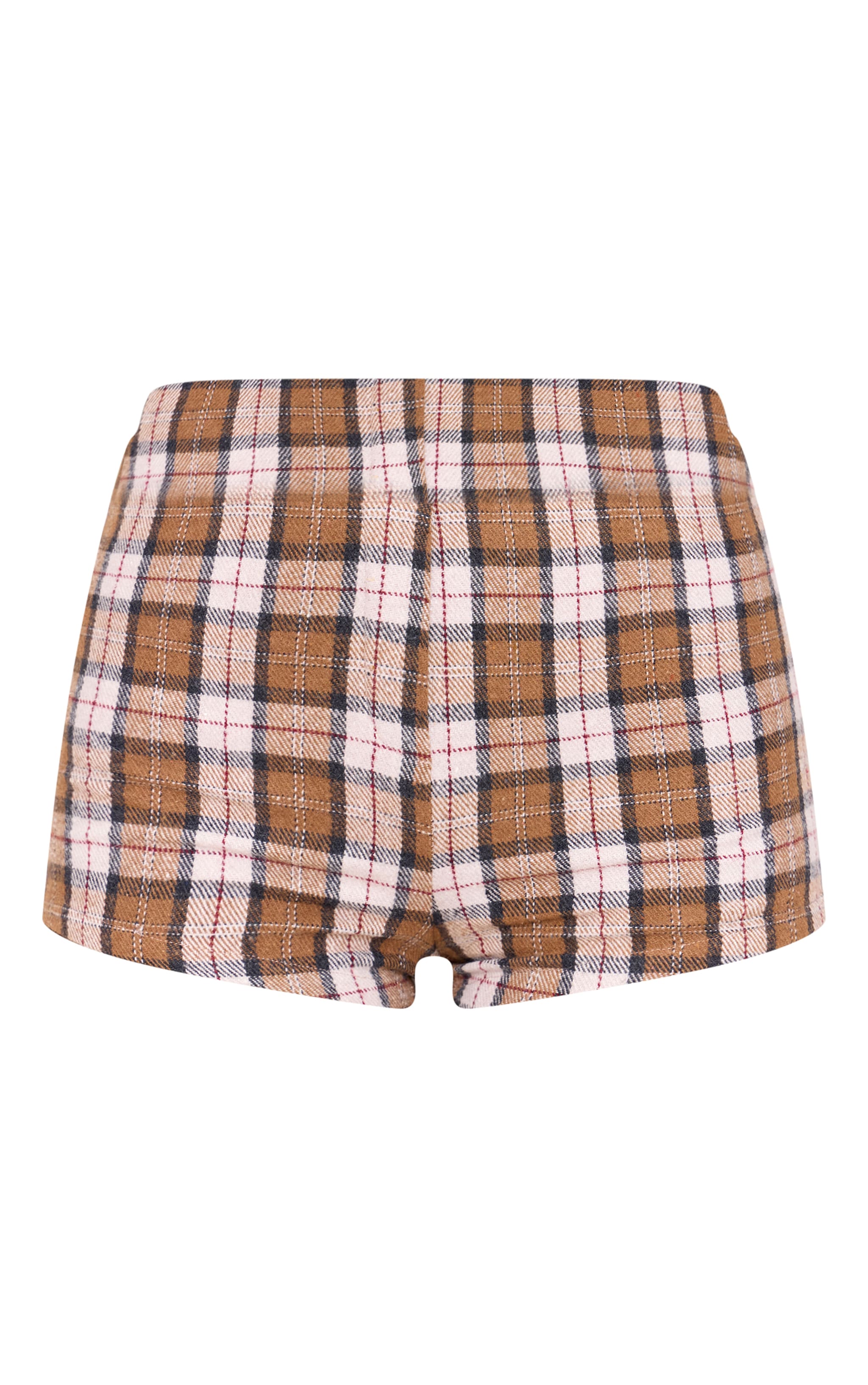 Brown Gingham Tailored Wool Feel Hot Pants image 6