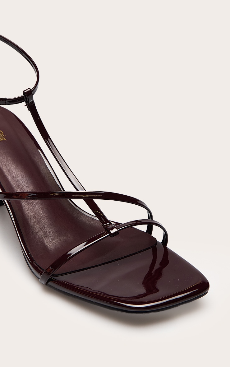Chocolate Plum Patent PU Caged Heeled Sandal image 5