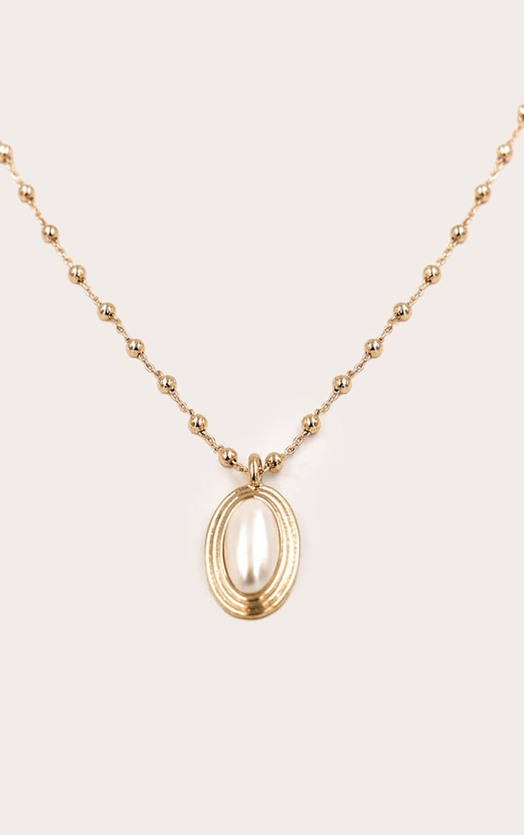 Cream Pearl Pendant Bobble Chain Necklace image 3