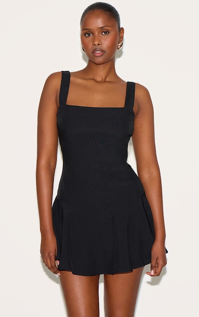 Black Tailored Woven Scoop Back Shift Dress