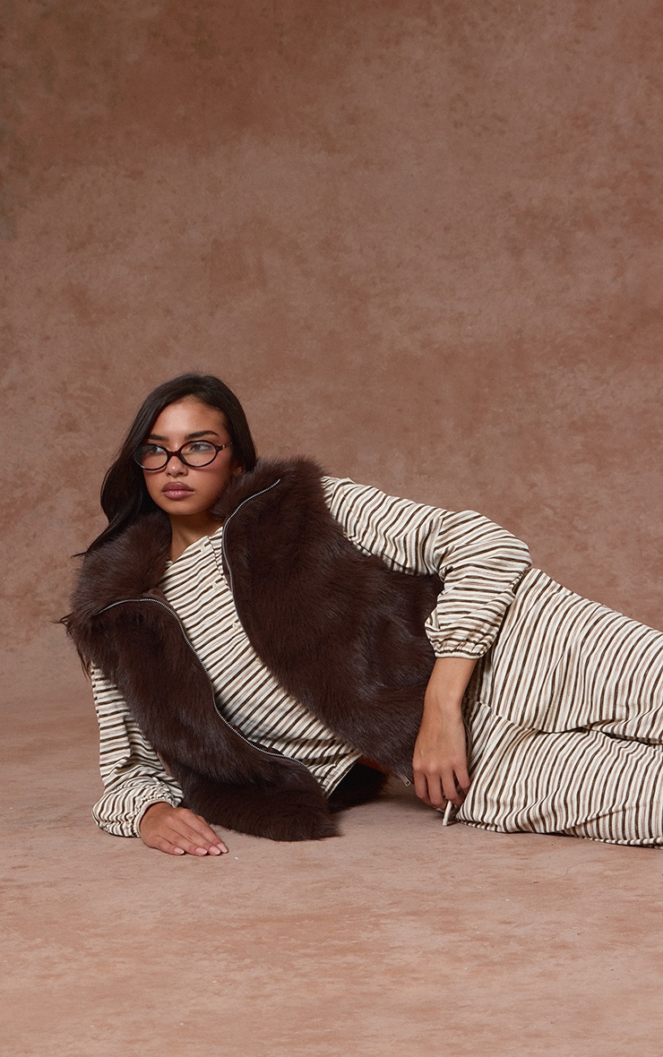 Chocolate Faux Fur Vest image 1