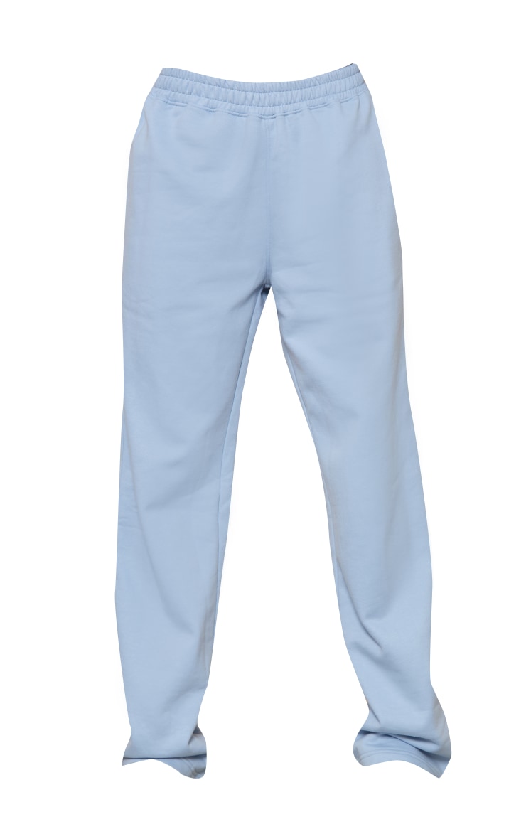 Blue Grey Shirred Waist Seam Front Wide Leg Joggers image 5