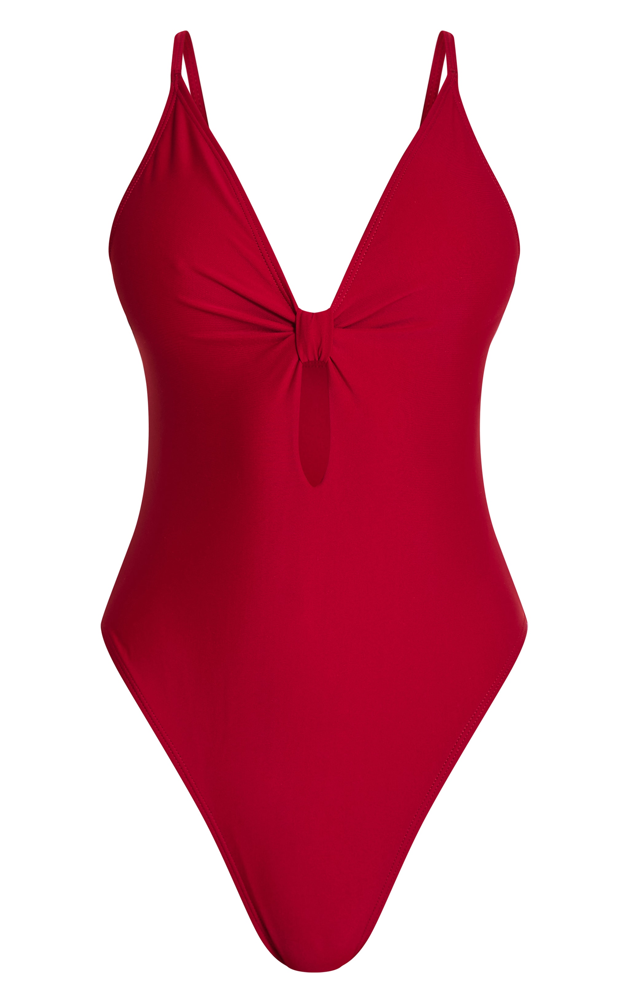 Burgundy Knot Front Cut Out Swimsuit image 1