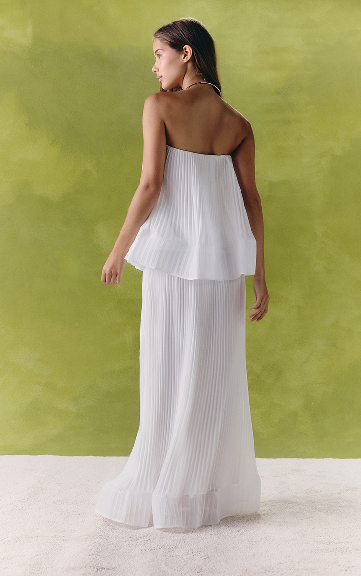 White Chiffon Plisse Structured Bandeau Top image 2