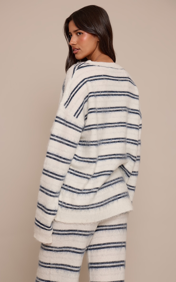 Tall Light Blue Brushed Aurora Striped Oversized T Shirt  image 2