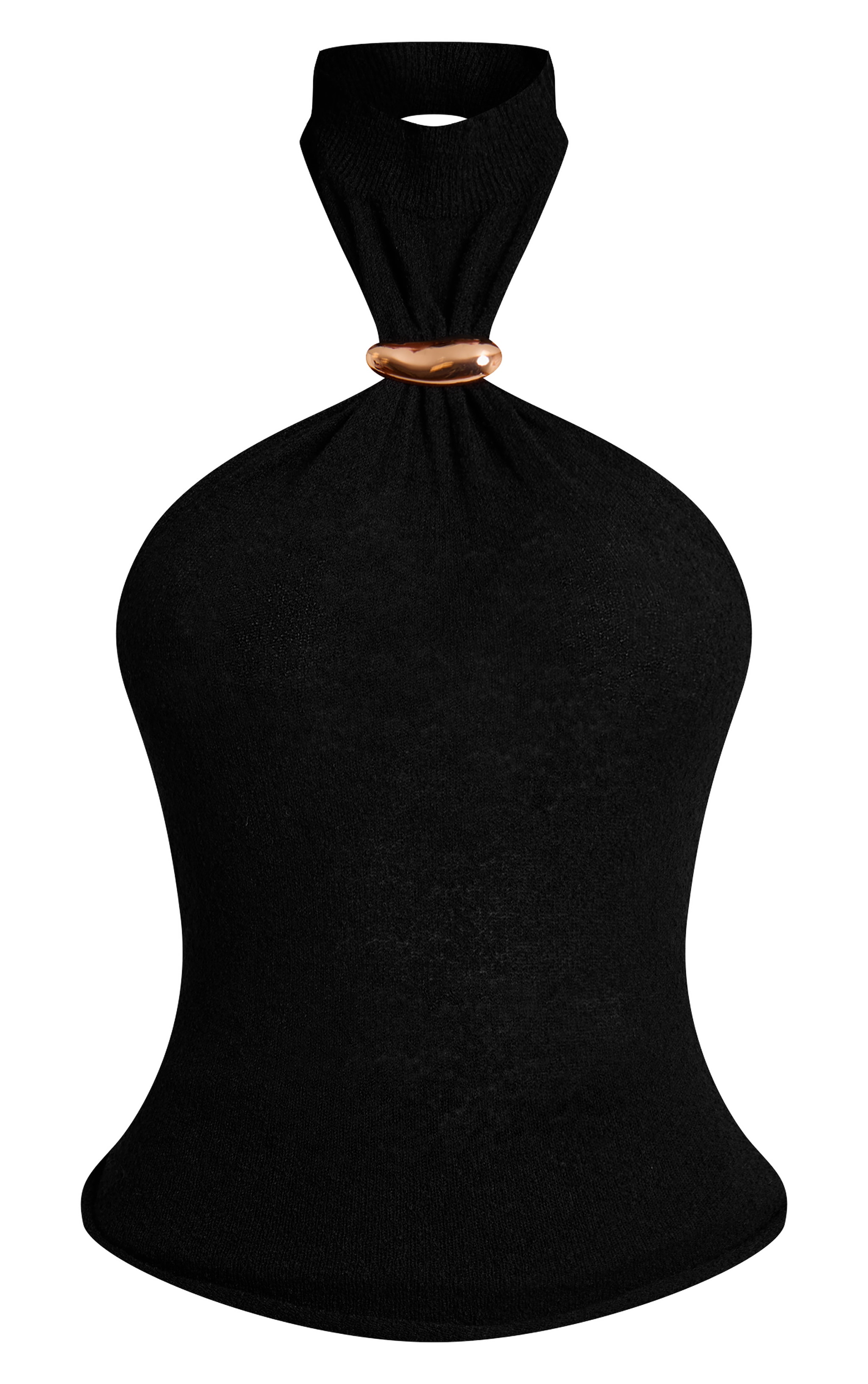 Black High Neck Trim Detail Knitted Top image 5