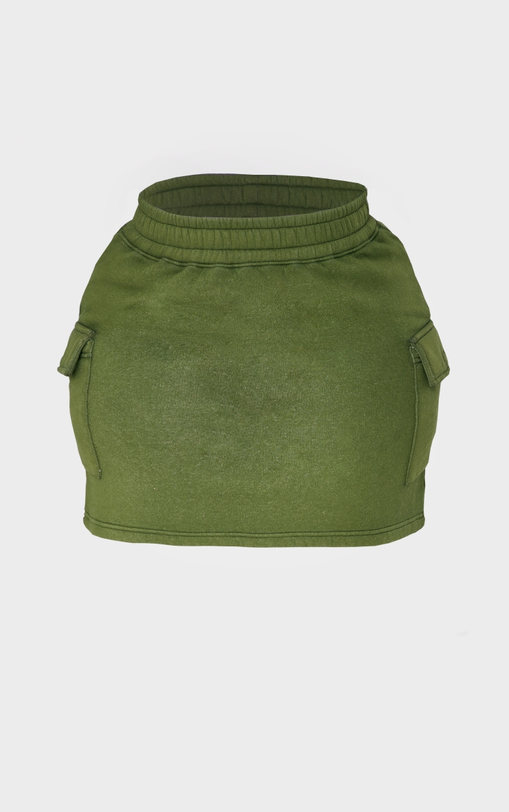 Plus Khaki Cargo Sweat Mini Skirt image 6