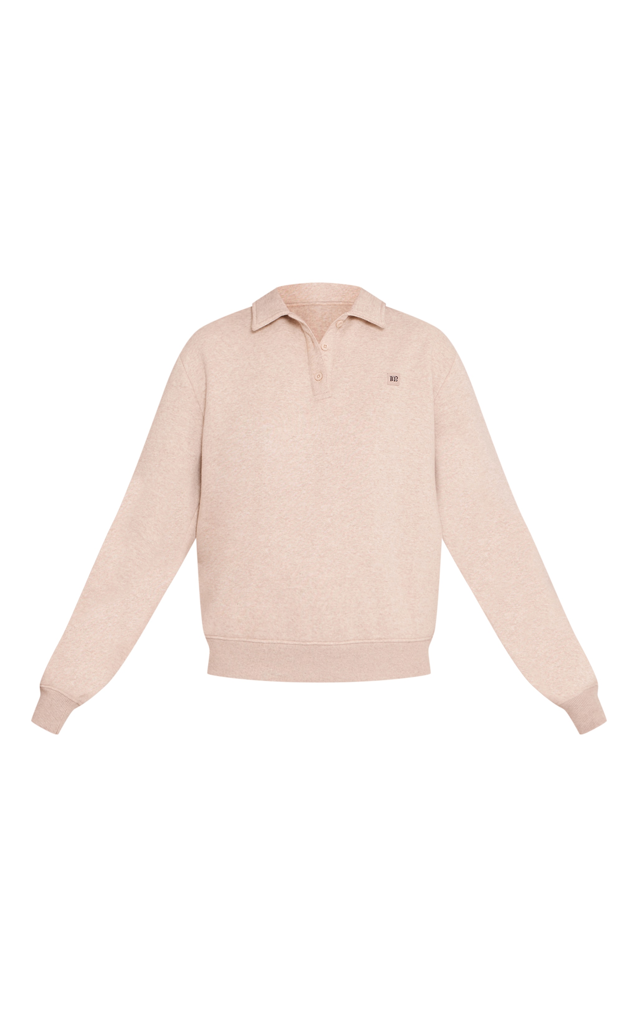 Sweat polo en coton polaire avoine chiné à badge "PLT" image 5