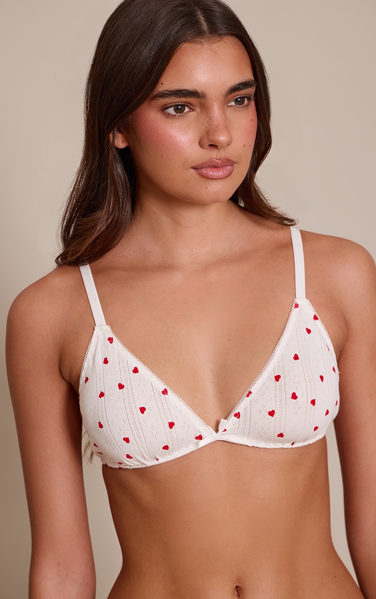 Red Heart Print Pointelle Thong image 4